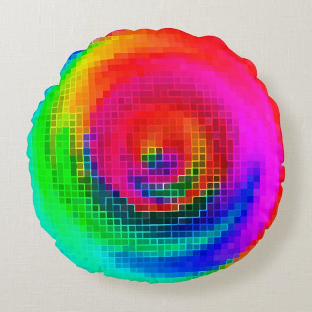 abstract pattern, multicolored geometric wallpaper round pillow (Front)
