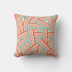 Abstract pattern of coloured stripes throw pillow