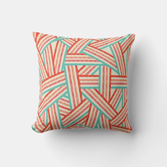 Abstract pattern of coloured stripes throw pillow (Front)