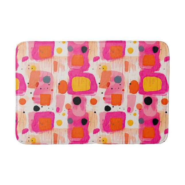 Abstract Pattern of Colourful Blocks Mid Century  Bath Mat (Front)