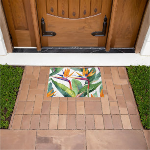 abstract pattern of feces flowers with bright buds doormat