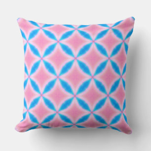 Abstract Pattern of Pink and Blue Squares Throw Pillow