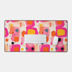 Abstract Pattern of Pink Colour Blocks BOHO Desk Mat