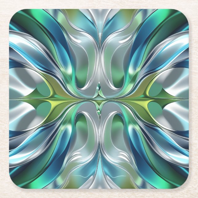 Abstract pattern of water waves square paper coaster (Front)
