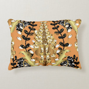 abstract pattern on orange yellow background with accent pillow
