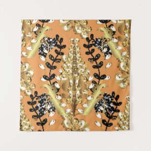 abstract pattern on orange yellow background with  tapestry