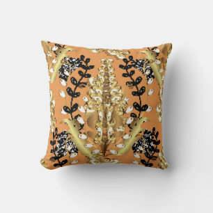 abstract pattern on orange yellow background with  throw pillow