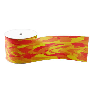Abstract Pattern Orange Red Yellow Grosgrain Ribbon