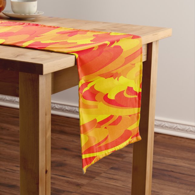 Abstract Pattern Orange Red Yellow Long Table Runner (In Situ)