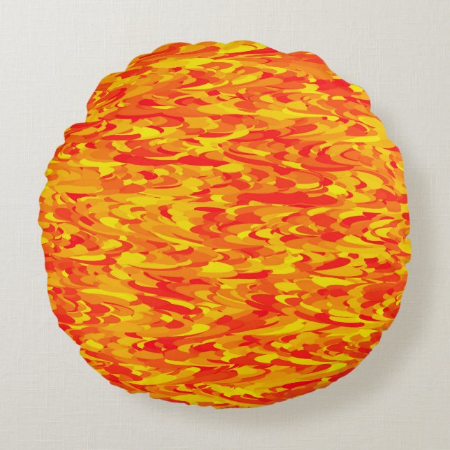 Abstract Pattern Orange Red Yellow Round Pillow (Front)