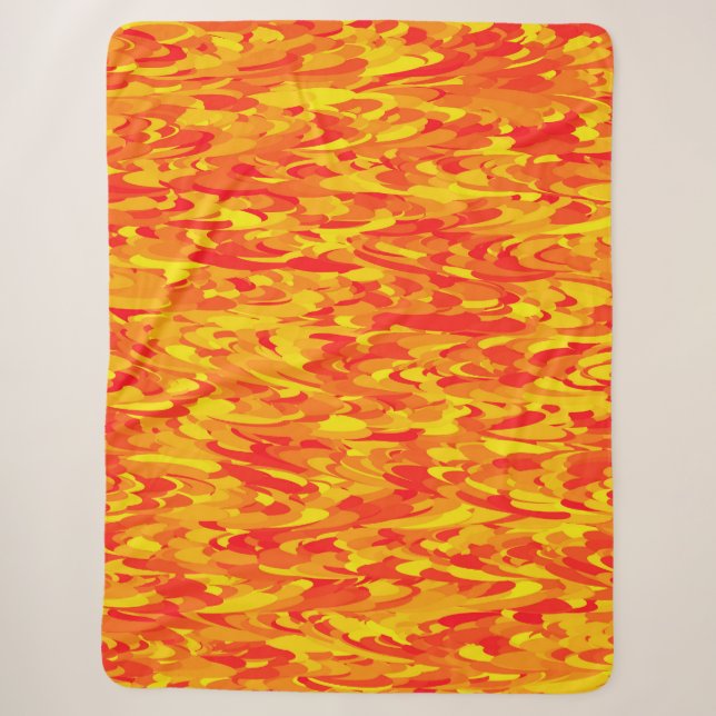 Abstract Pattern Orange Red Yellow Sherpa Blanket (Front)
