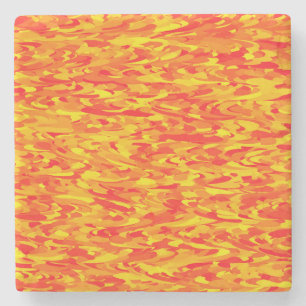 Abstract Pattern Orange Red Yellow Stone Coaster