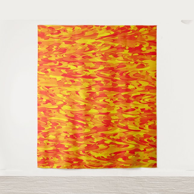 Abstract Pattern Orange Red Yellow Tapestry (Front)