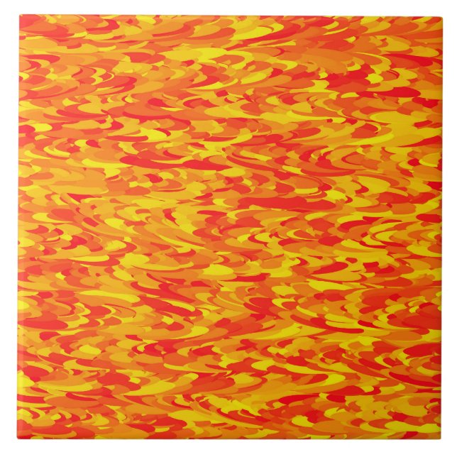 Abstract Pattern Orange Red Yellow Tile (Front)