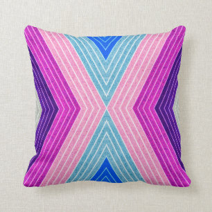 ABSTRACT PATTERN PILLOW, Purple Blue Retro Throw Pillow