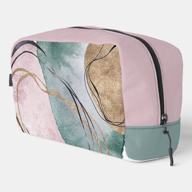 Abstract Pattern Pink Gold and Green Dopp Kit (Right Corner)