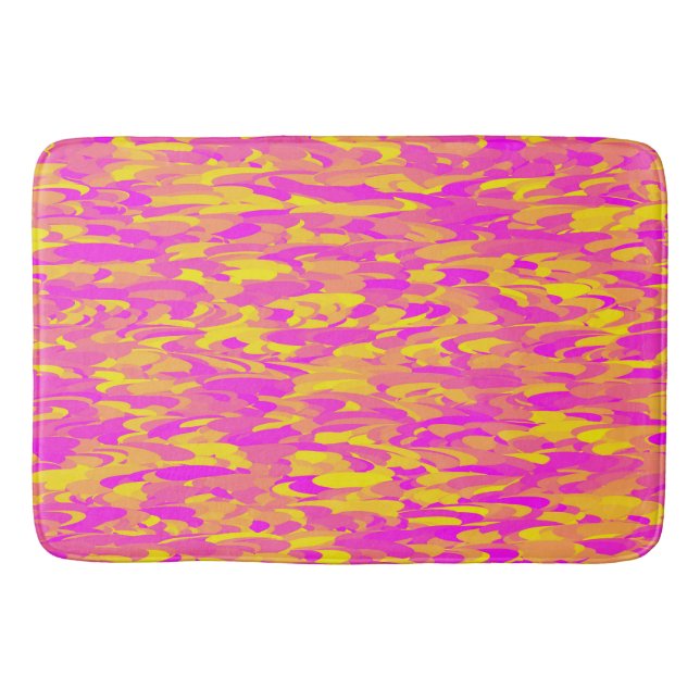 Abstract Pattern Pink Yellow Orange Bath Mat (Front)