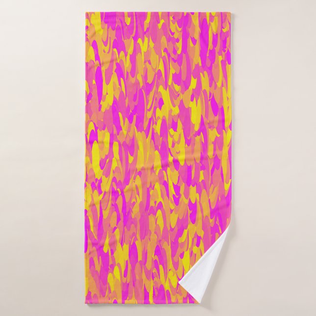 Abstract Pattern Pink Yellow Orange Bath Towel (Bath Towel)