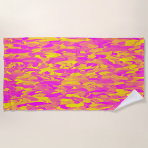 Abstract Pattern Pink Yellow Orange Beach Towel