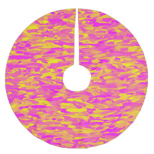 Abstract Pattern Pink Yellow Orange Brushed Polyester Tree Skirt
