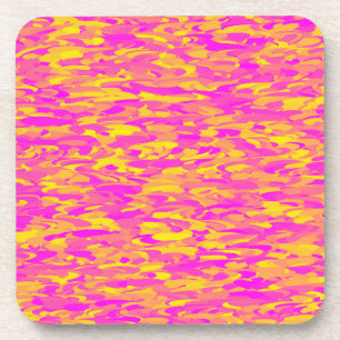 Abstract Pattern Pink Yellow Orange Coaster
