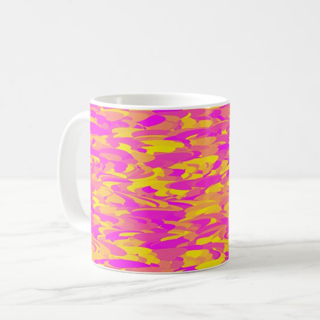 Abstract Pattern Pink Yellow Orange Coffee Mug (Front Left)