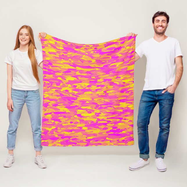 Abstract Pattern Pink Yellow Orange Fleece Blanket (In Situ)