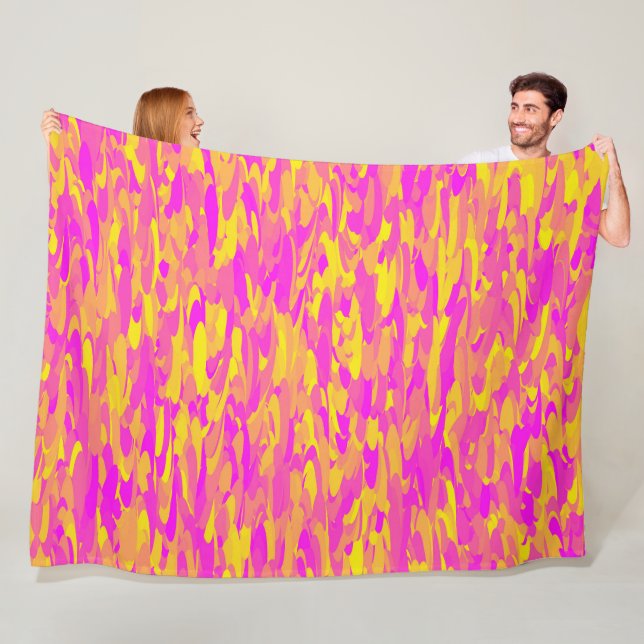 Abstract Pattern Pink Yellow Orange Fleece Blanket (In Situ)