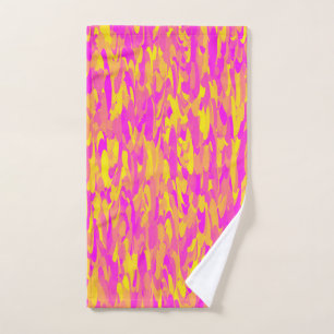 Abstract Pattern Pink Yellow Orange Hand Towel