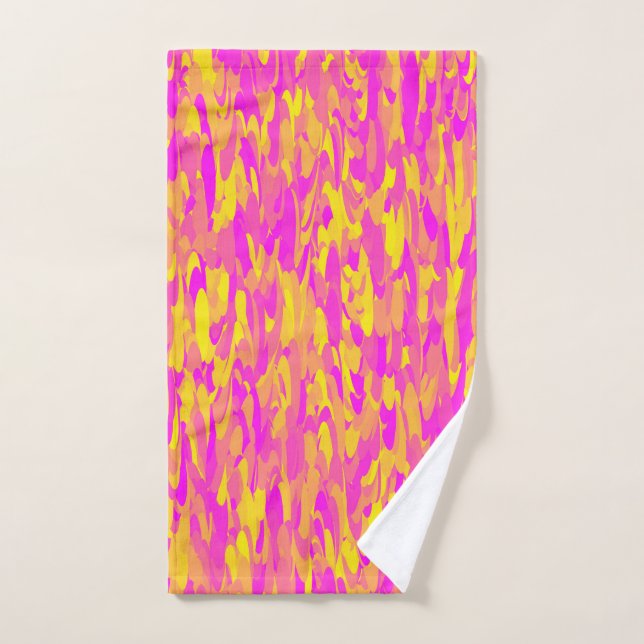 Abstract Pattern Pink Yellow Orange Hand Towel (Hand Towel)