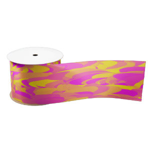 Abstract Pattern Pink Yellow Orange Satin Ribbon