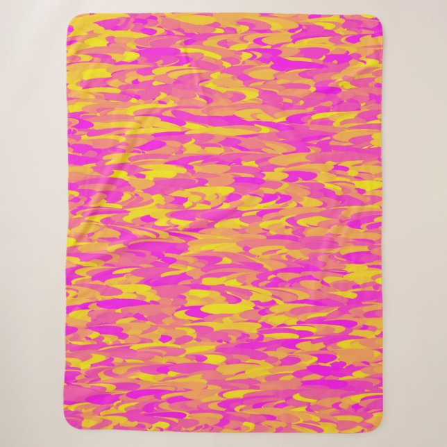 Abstract Pattern Pink Yellow Orange Sherpa Blanket (Front)