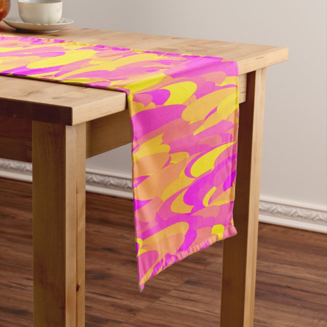 Abstract Pattern Pink Yellow Orange Short Table Runner (In Situ)