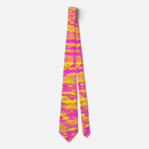 Abstract Pattern Pink Yellow Orange Tie