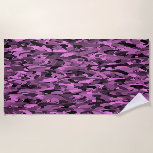 Abstract Pattern Purple Black Beach Towel (Front)