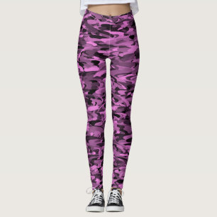 Abstract Pattern Purple Black Leggings