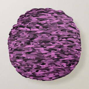 Abstract Pattern Purple Black Round Pillow