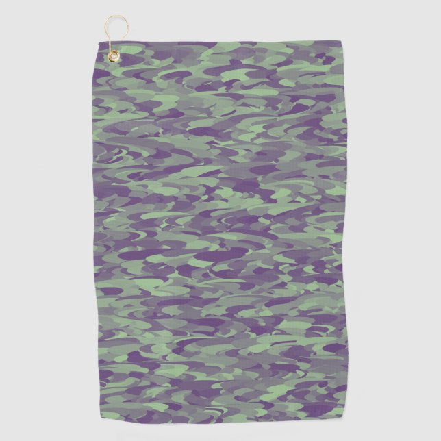 Abstract Pattern Purple Green Golf Towel (Front)