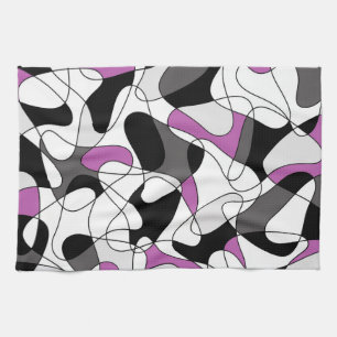 Abstract pattern - purple, grey, black and white. kitchen towel