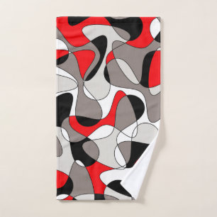 Abstract pattern - red and grey. hand towel