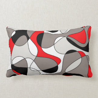 Abstract pattern - red and grey. lumbar pillow