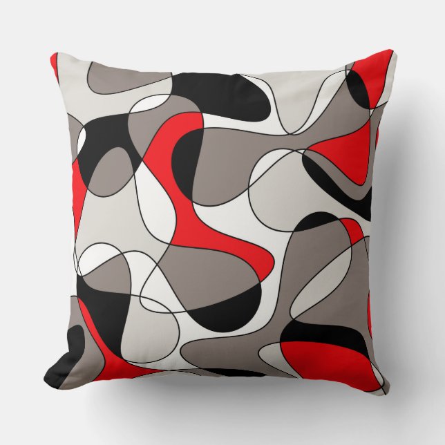 Abstract pattern - red and grey. throw pillow (Front)