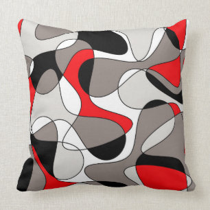 Abstract pattern - red and grey. throw pillow