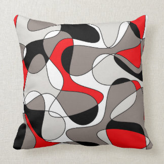 Abstract pattern - red and grey. throw pillow