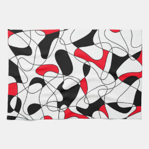 Abstract pattern - red, black and white. kitchen towel