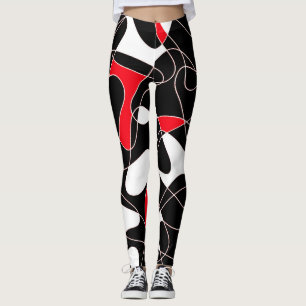 Abstract pattern - red, black and white. leggings