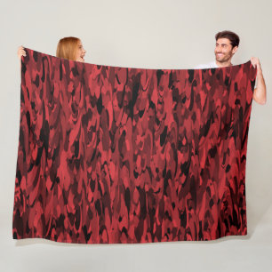 Abstract Pattern Red Black Fleece Blanket