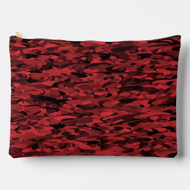 Abstract Pattern Red Black Large Accessory Pouch (Front)