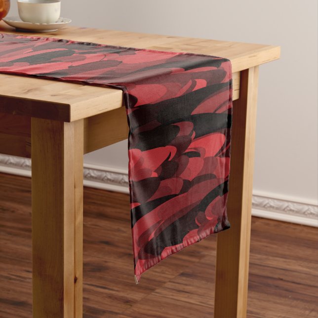 Abstract Pattern Red Black Long Table Runner (In Situ)