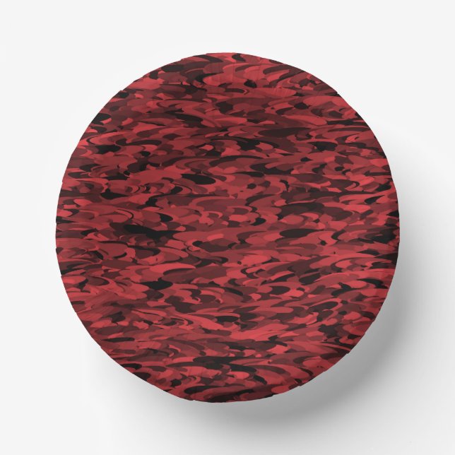 Abstract Pattern Red Black Paper Plate (Front)